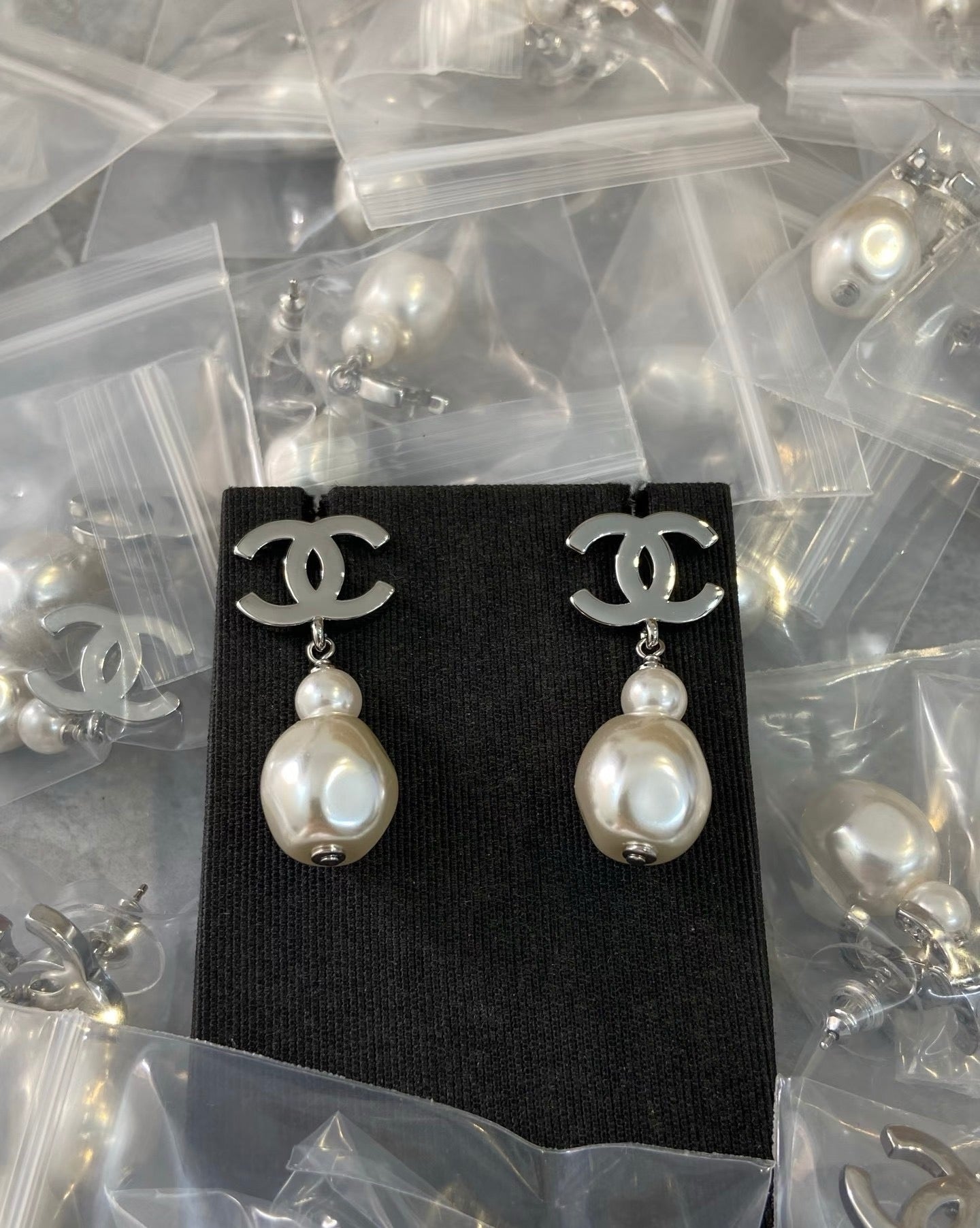 CC Teardrop Pearl Earrings