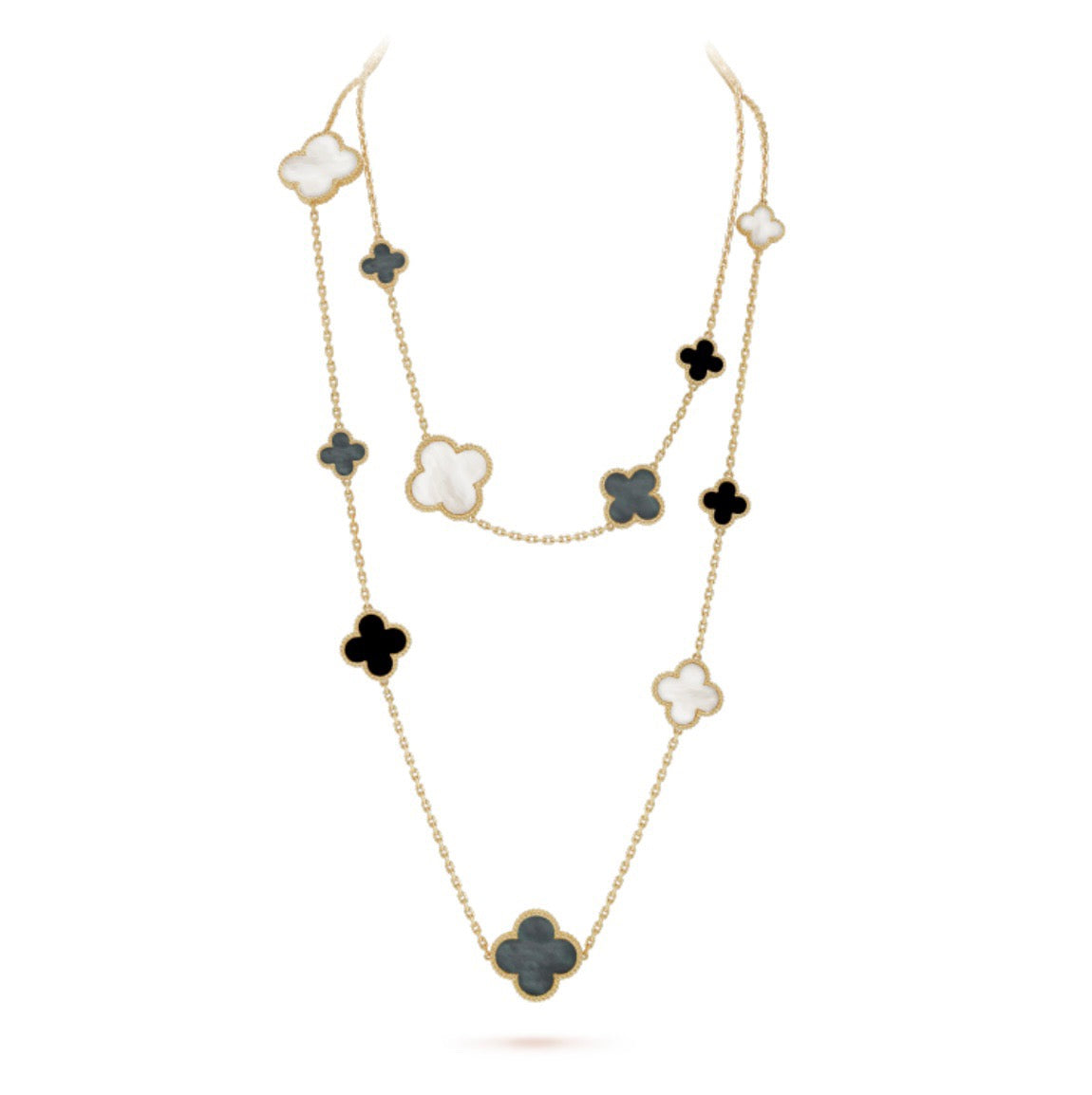 Collar largo trébol doble capa