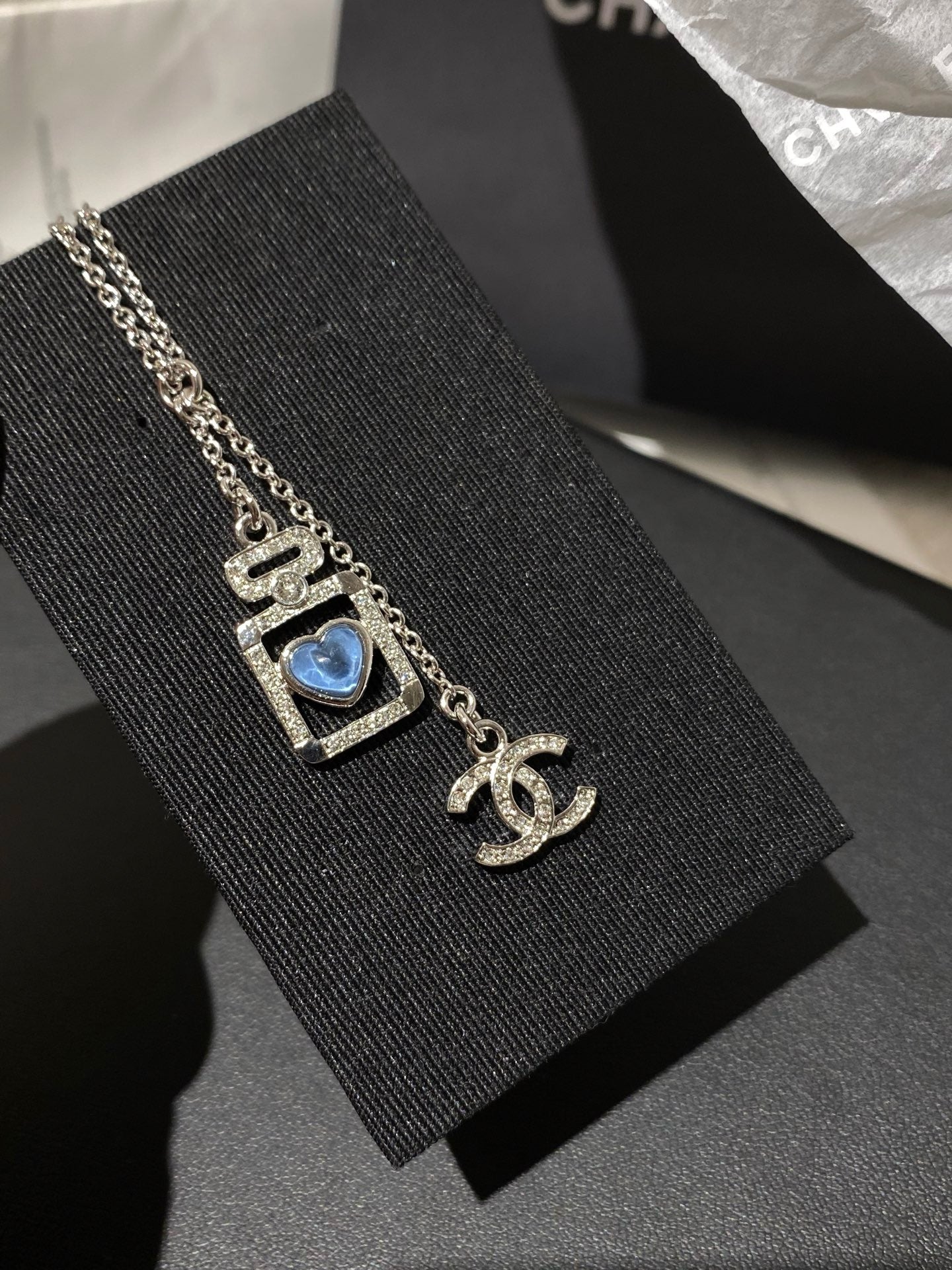 Coco Sapphire Perfume Bottle Necklace