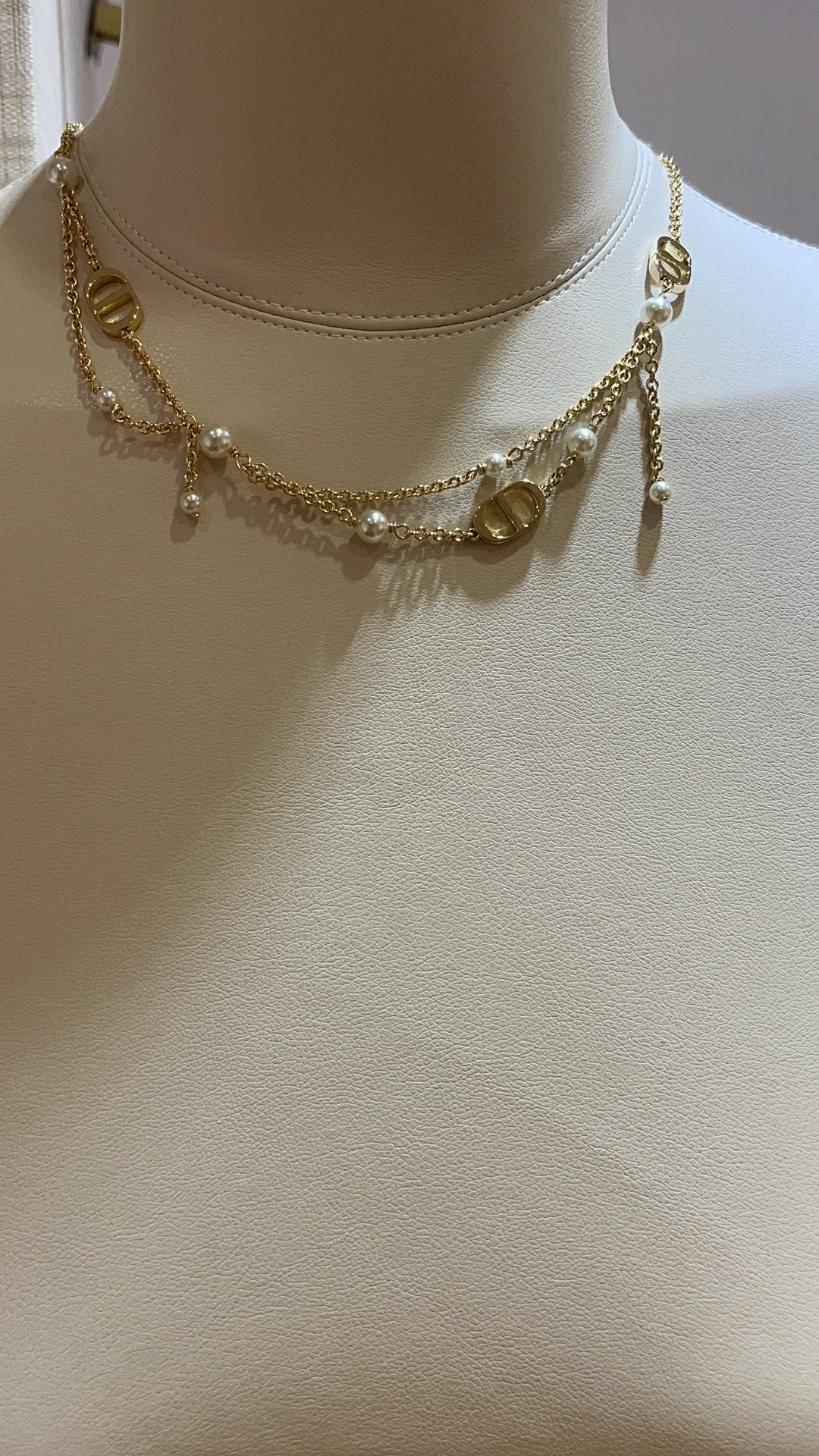Dio Petit CD Pearl Double Tassel Necklace