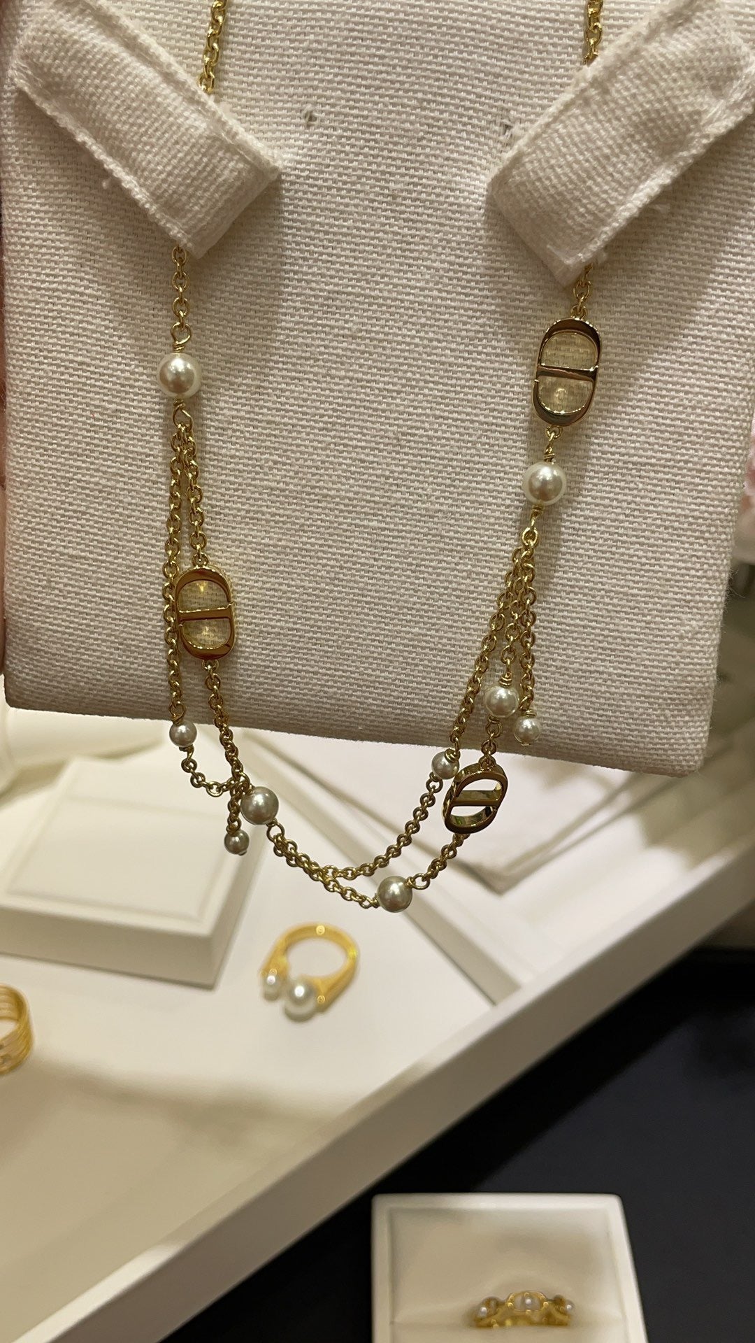 Dio Petit CD Pearl Double Tassel Necklace
