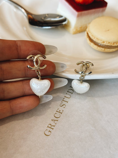C&C Heart Pearl earrings