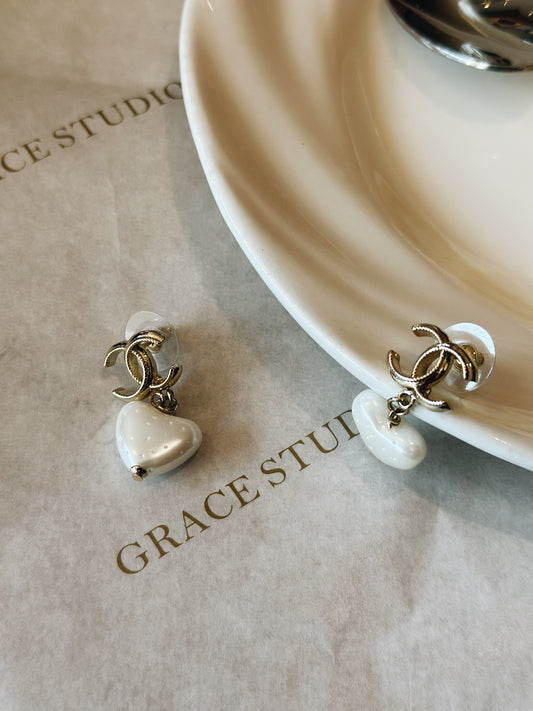 C&C Heart Pearl earrings