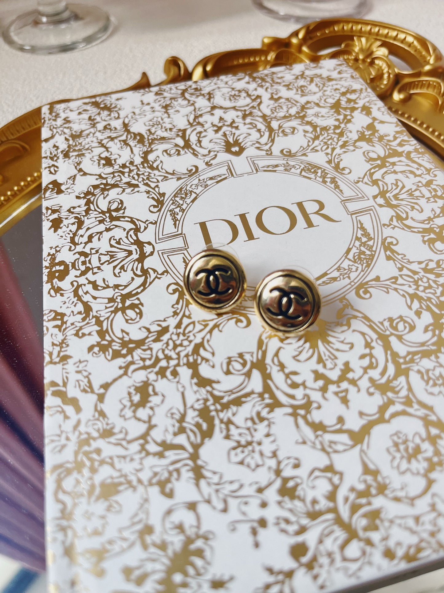 CC button vintage earrings