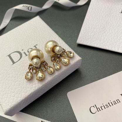 CD crystal Pearl earrings