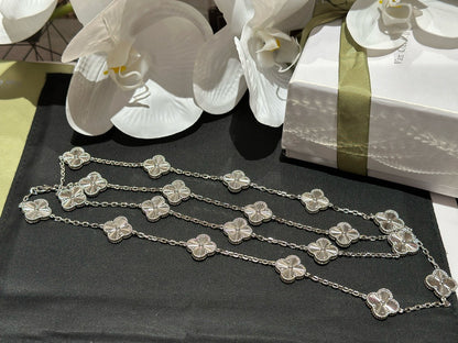 Multiclover silver necklace