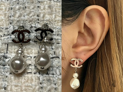 CC Teardrop Pearl Earrings