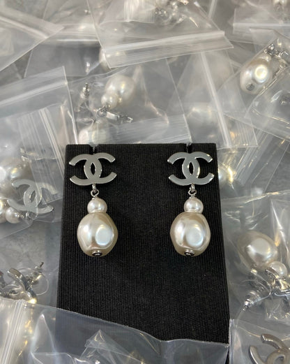 CC Teardrop Pearl Earrings