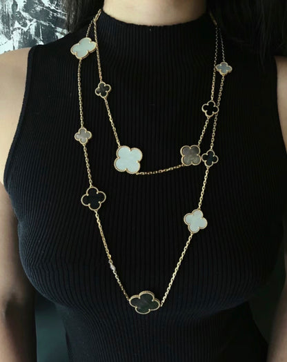 Long clover double layer necklace