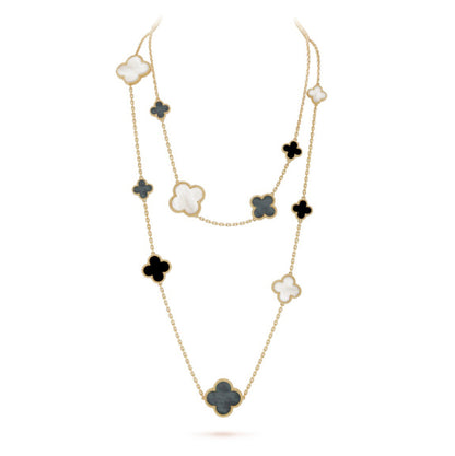Long clover double layer necklace