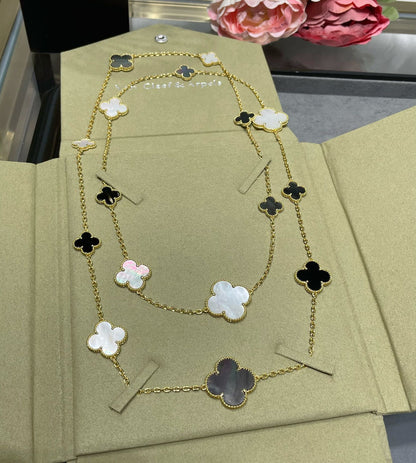 Long clover double layer necklace