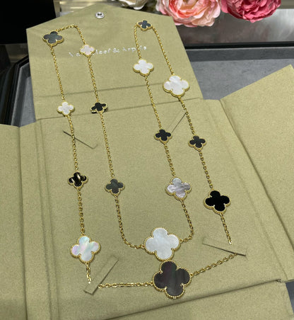 Long clover double layer necklace