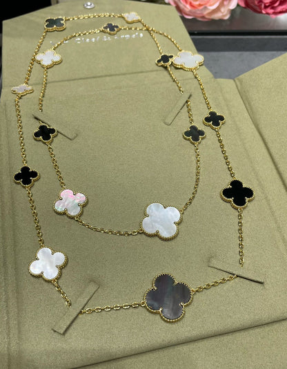 Long clover double layer necklace