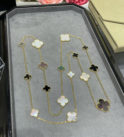 Long clover double layer necklace