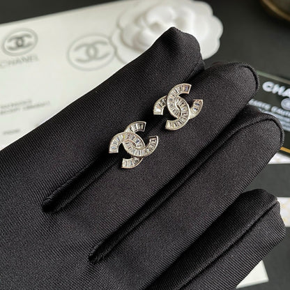 Coco 3D Logo Rhinestone Stud Earrings