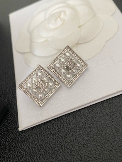 CC Square Pearl  Earrings