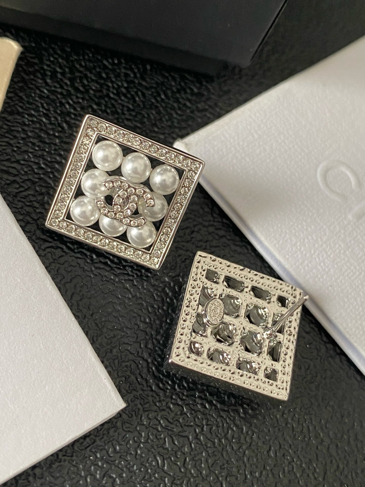 CC Square Pearl  Earrings