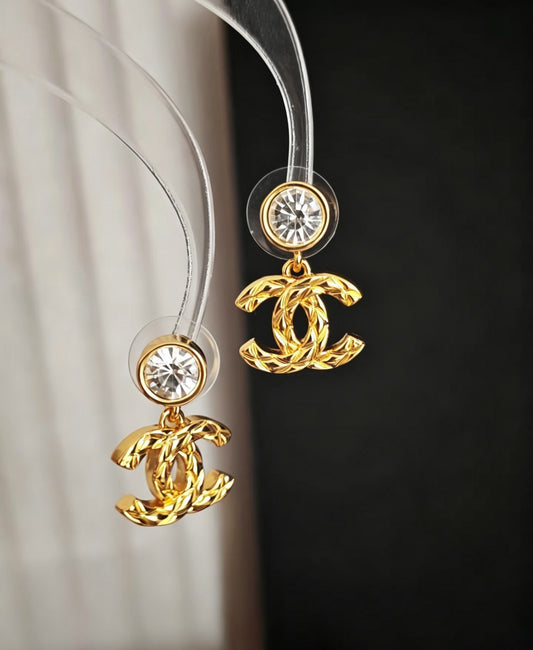 Retro Diamond CC Earrings