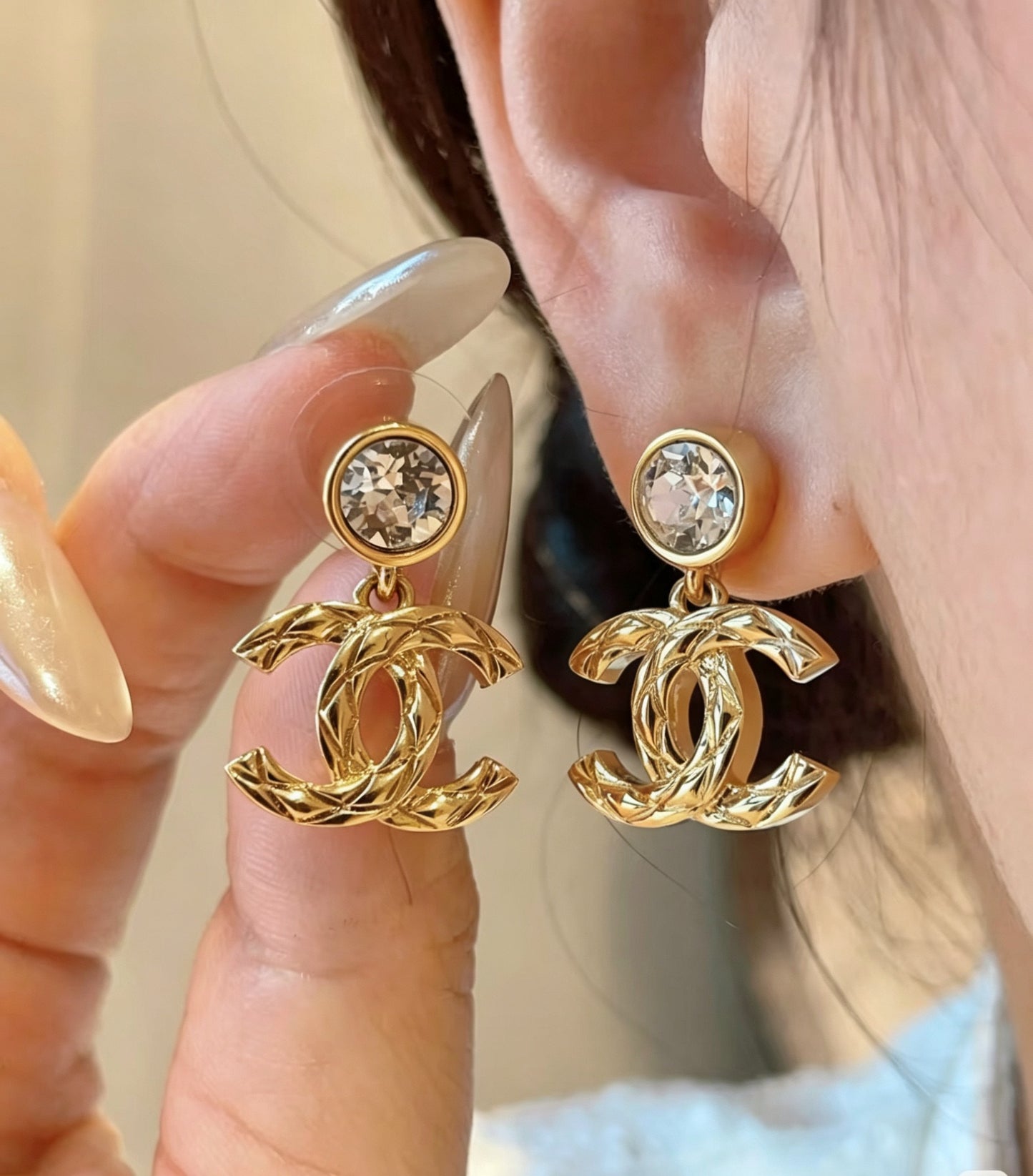 Retro Diamond CC Earrings