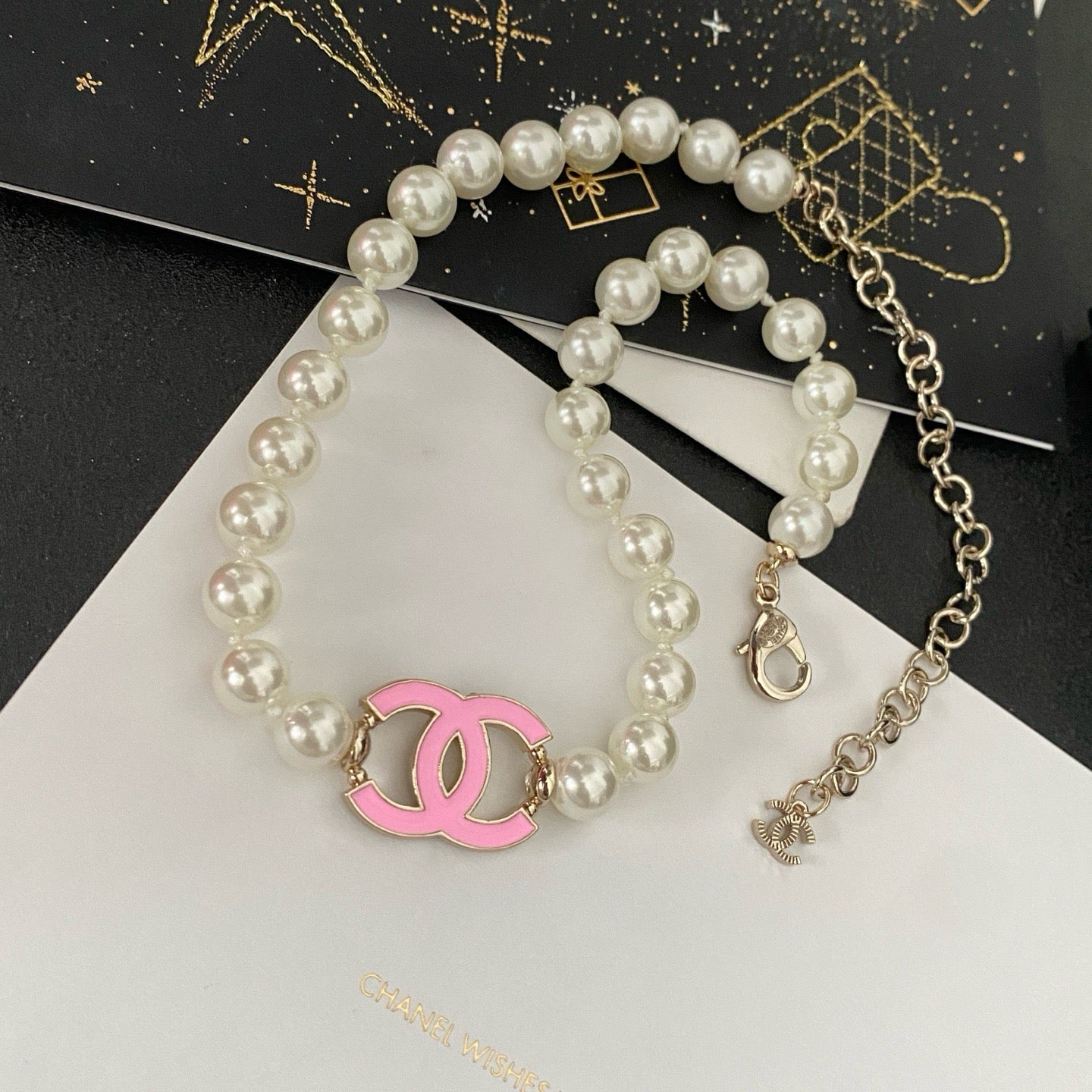 CC pink lady pearl necklace