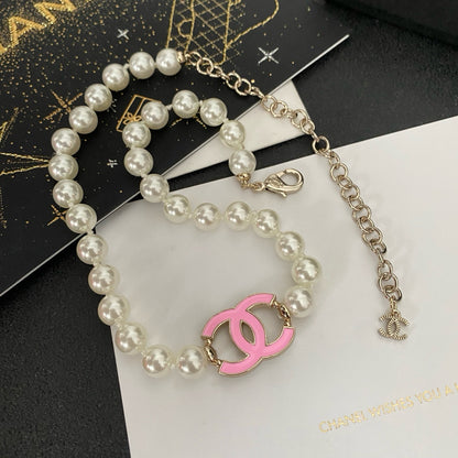 CC pink lady pearl necklace