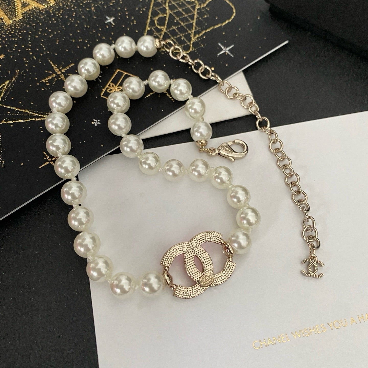 CC pink lady pearl necklace