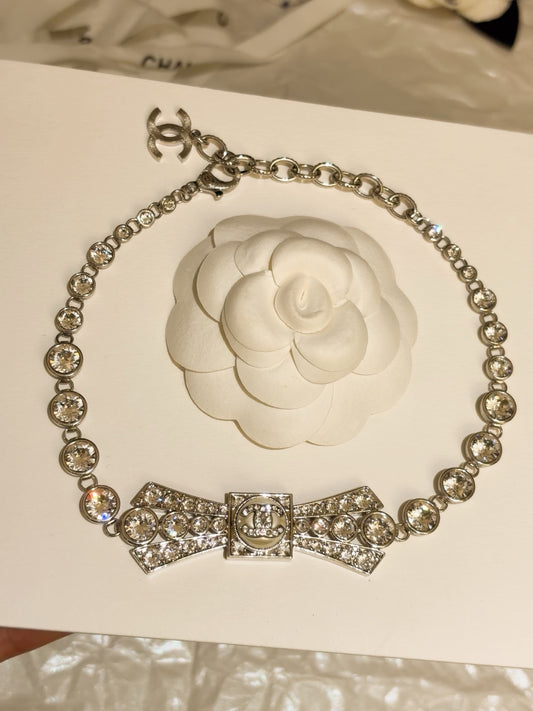 Carly crystal bow choker necklace