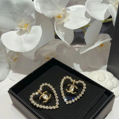 CC Diamond Heart Earrings