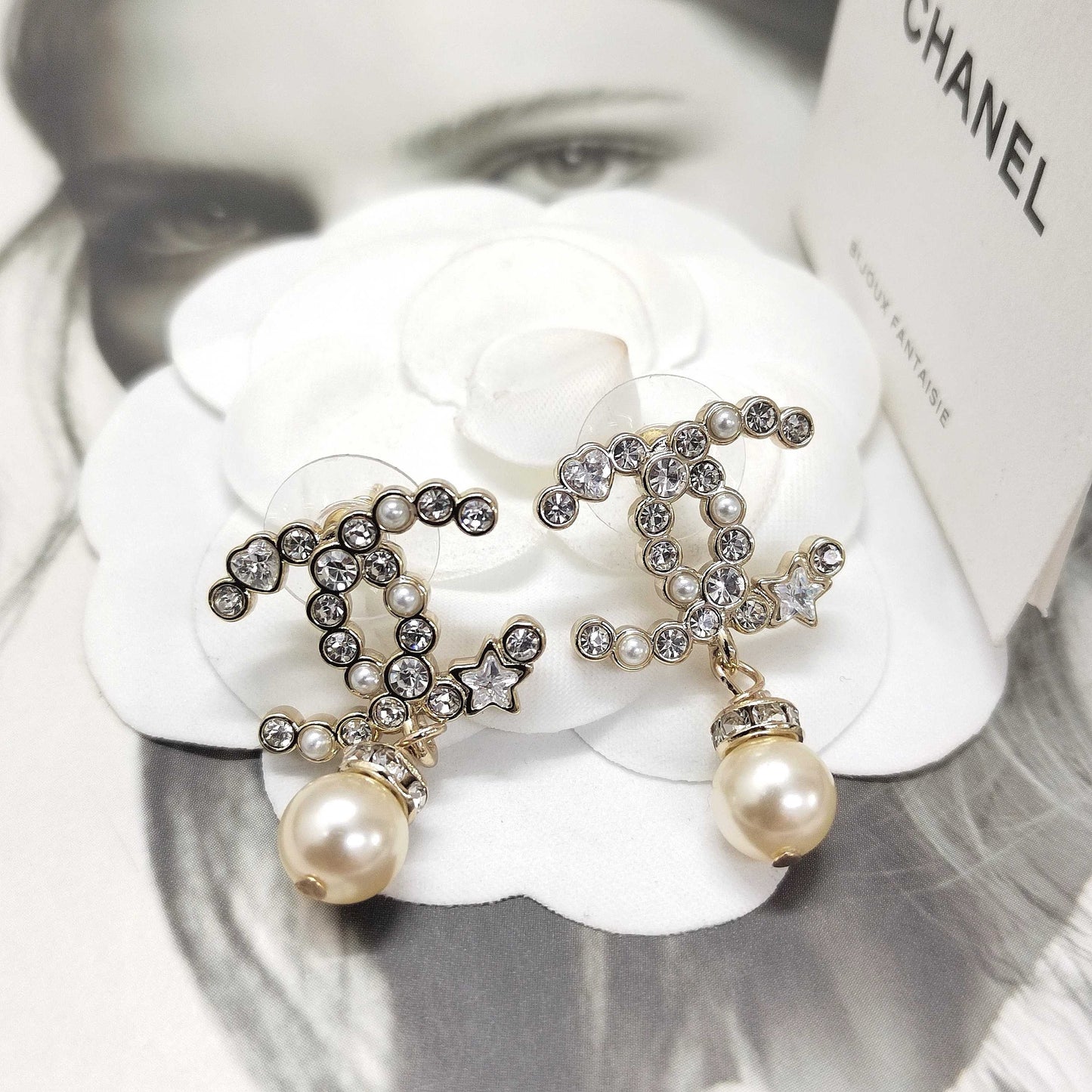 Carolina crystal pearl earrings