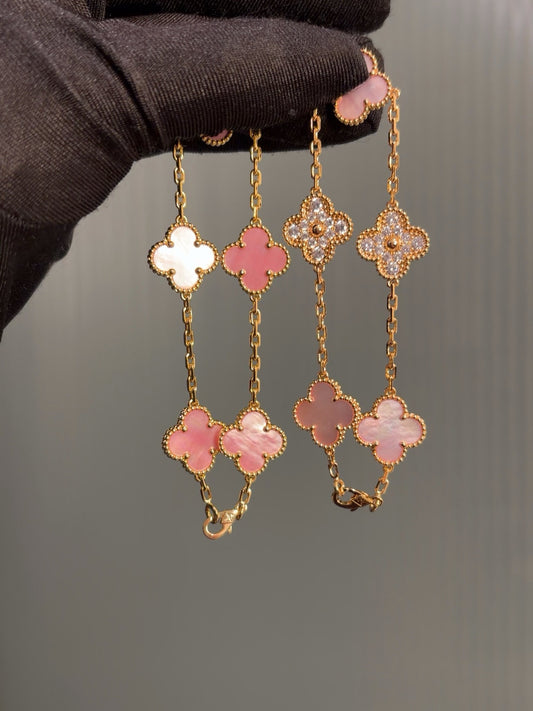 Pink Four Leaf Clover Bracelet