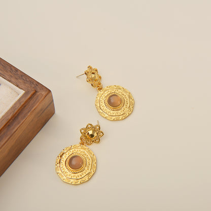 925 silver natural stone antique earrings