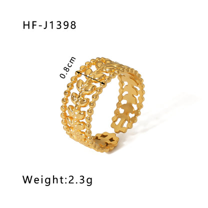 Leaf Flower 18k Gold Plated Rings