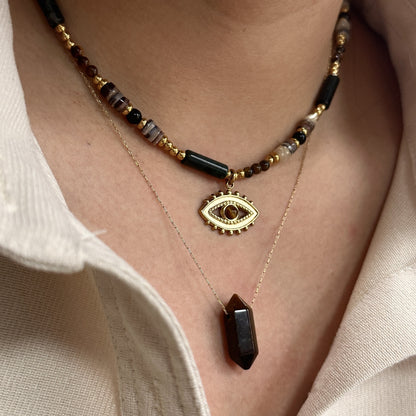 Stone Pendant Stainless Steel Necklace14k Gold