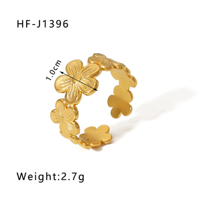 Leaf Flower 18k Gold Plated Rings