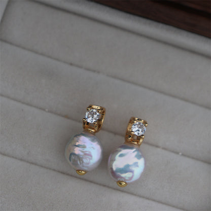 Baroque Pearl Zircon Stud Earrings