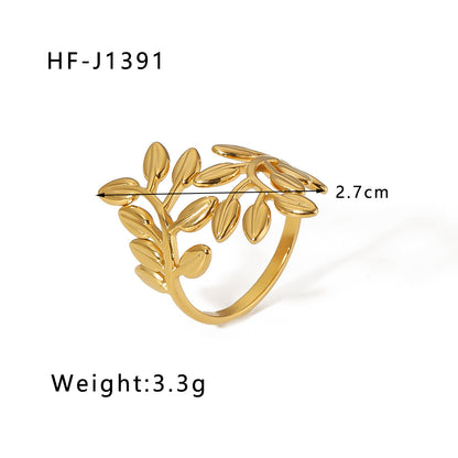 Leaf Flower 18k Gold Plated Rings
