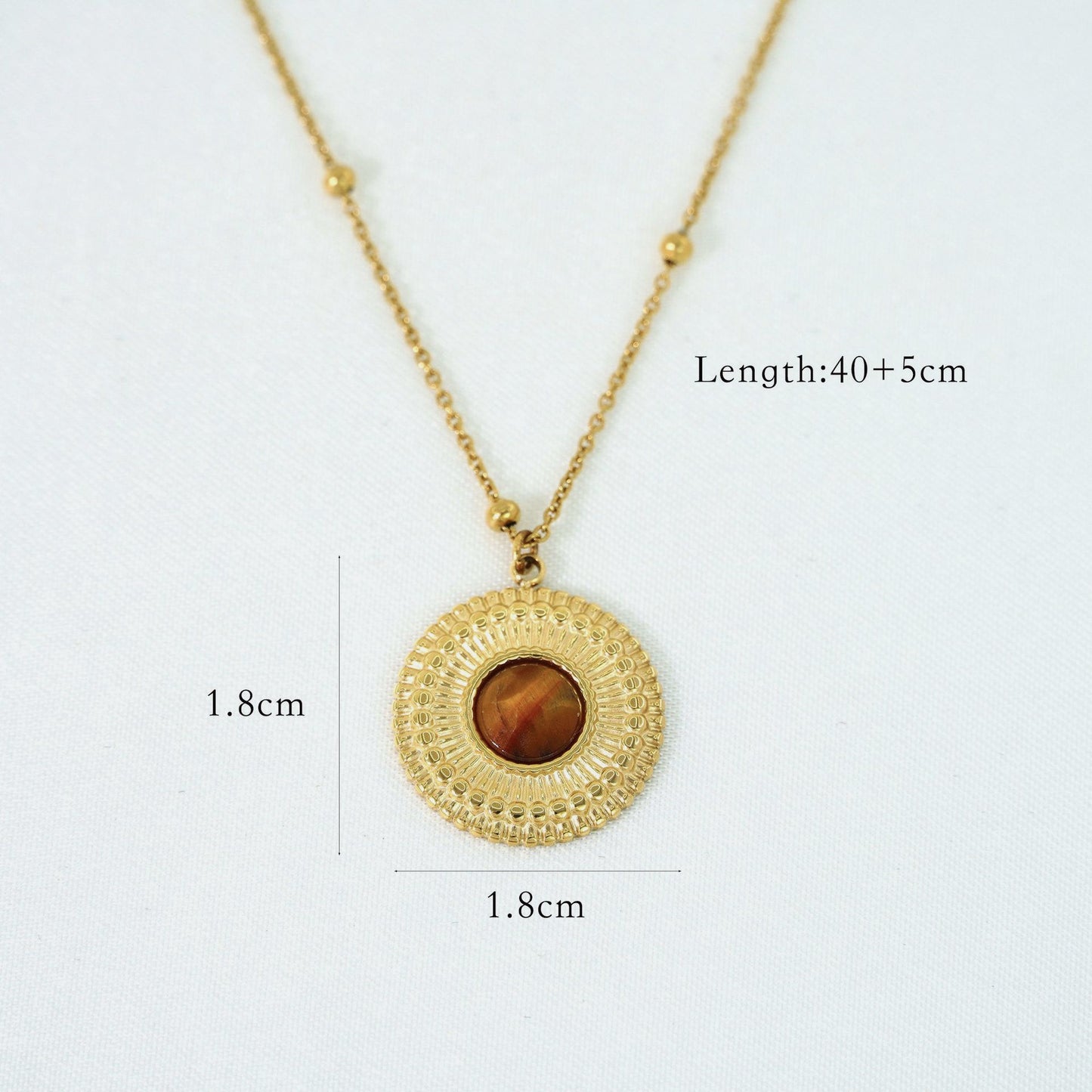 Stone Pendant Stainless Steel Necklace14k Gold