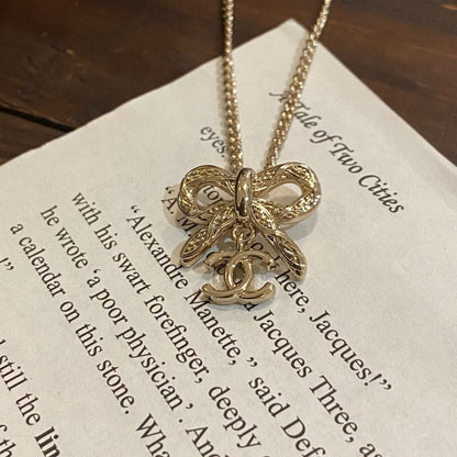 CC Delicate Gold  Bow Pendant Necklace