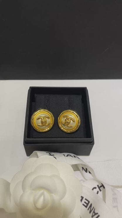 Amber button earrings