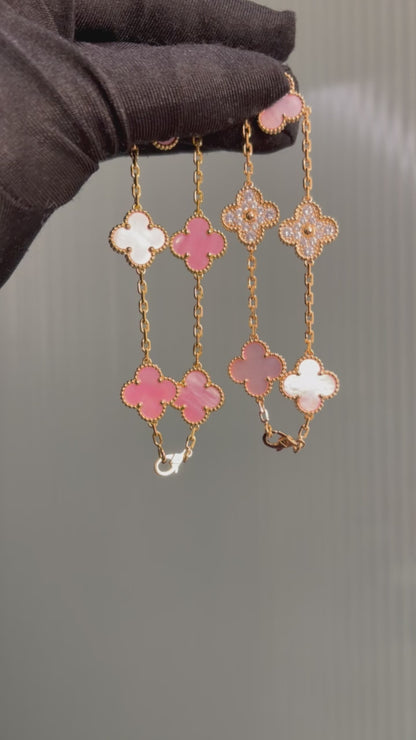 Pink Four Leaf Clover Bracelet